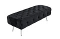 Black Shirley Ottoman with silver legs and tufted velvet seat for bold modern style