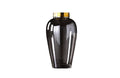 Tall smoked glass vase with a gold tip, ideal as a modern statement piece.