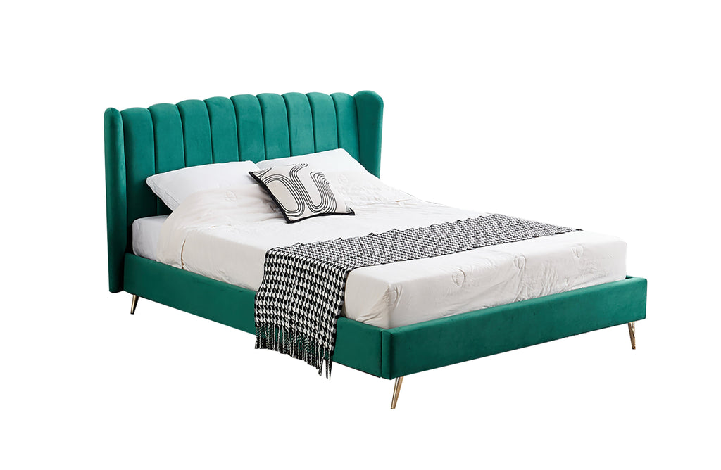 Vienna Velvet Bed in peacock green with plush velvet finish and elegant tufted headboard.