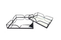 Sleek black Willow square tray set with mirrored base, adding modern sophistication to any space.