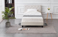 Front view of Winston Velvet Tufted Bed in light grey with tufted headboard design.